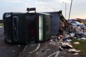 An HGV accident on the A4146 last year